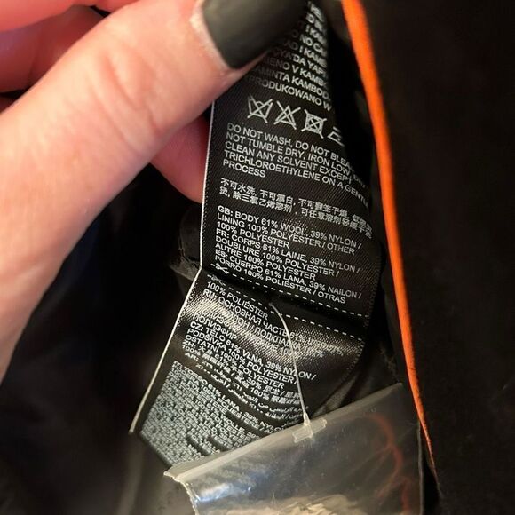 SuperDry Buckle The Edit Wool Blend Black Coat Size Medium - Picture 7 of 9